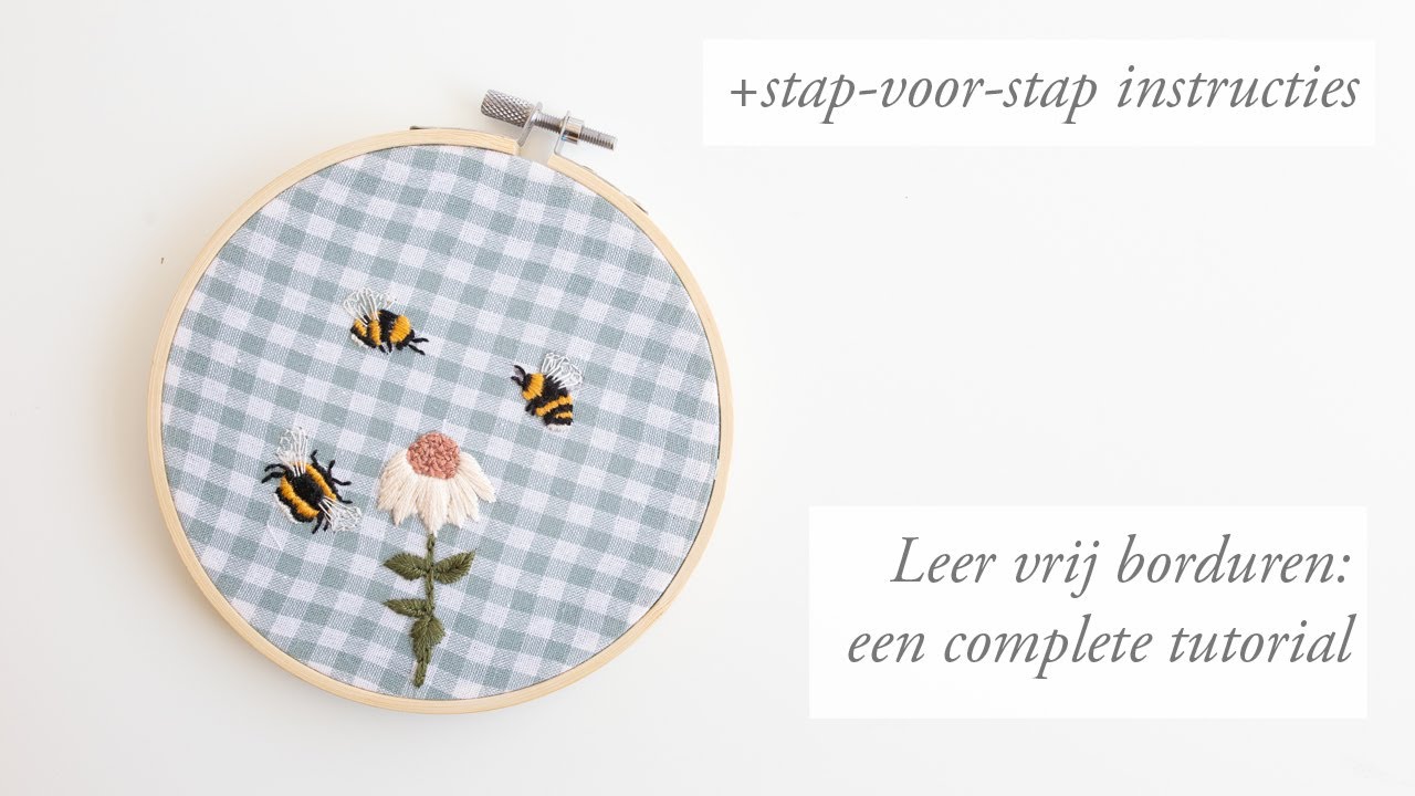 Bloemen & Bijtjes borduren!🐝🌸 Leer vrij borduren met deze stap-voor-stap instructies✨