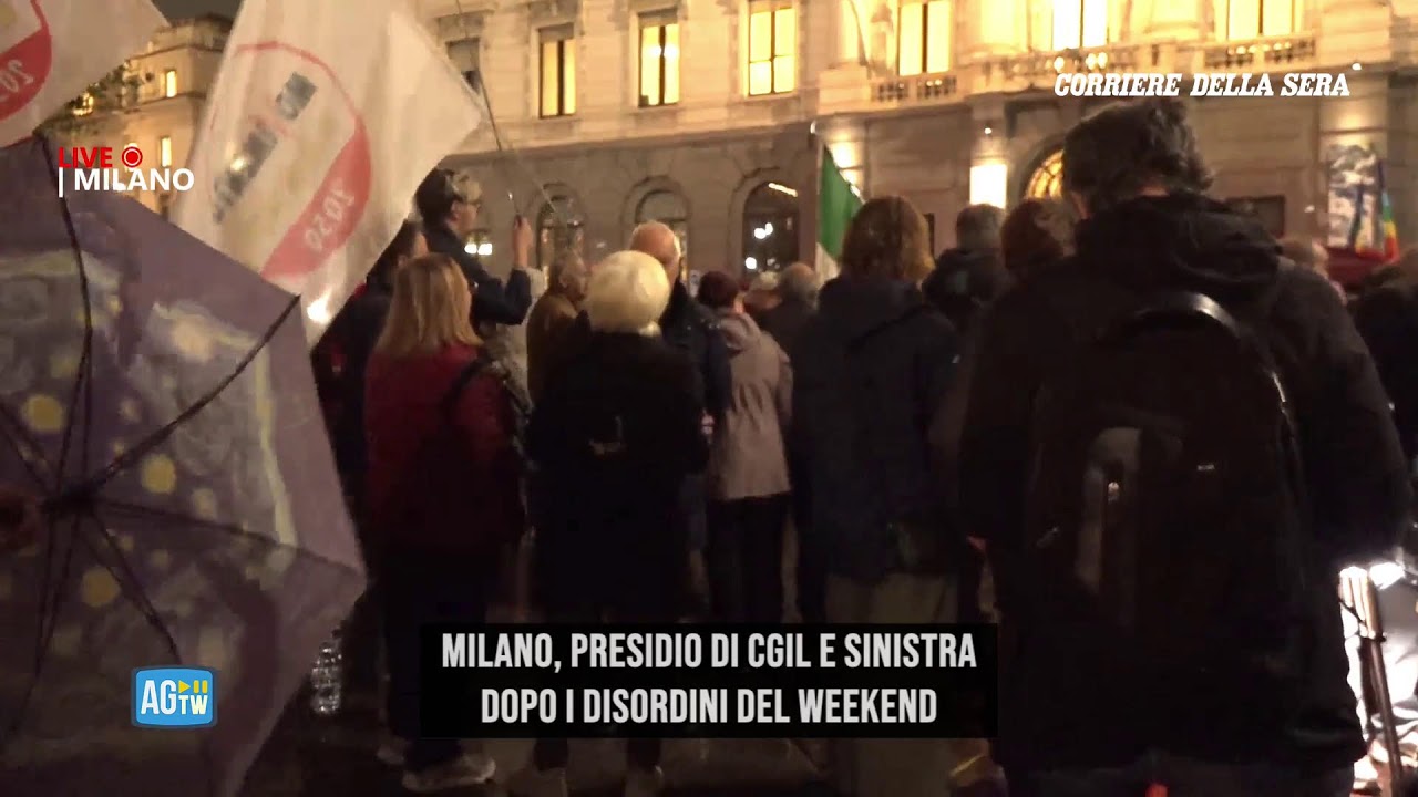 Milano, presidio di Cgil e sinistra dopo i disordini del weekend