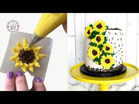 HOW TO MAKE a BEAUTIFUL SUNFLOWER CAKE | Plus, BUTTERCREAM SUNFLOWER TUTORIAL!