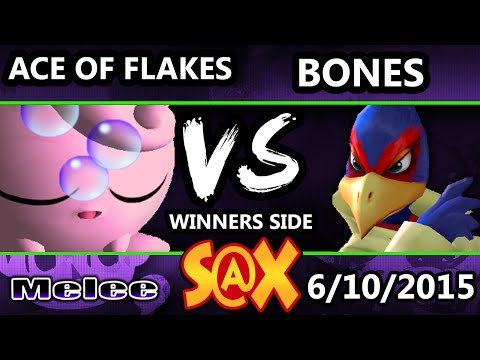 S@X 101 - Bones (Falco) Vs. Ace of Flakes (Jigglypuff) SSBM Tournament - Smash Melee