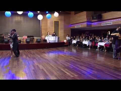  Sebastian Achaval,    Roxana Suarez,    Sebastian Jimenez,    Maria Ines Bogado,    and  Milena Plebs  are  dancing  to  a  tango  at  Shanghai Tango Marathon  in  2013