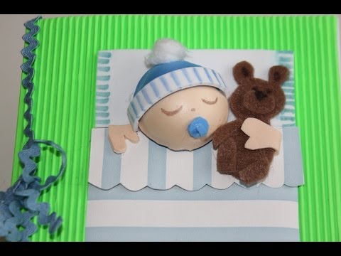 Fofucha en invitación para bautizos o Baby Showers