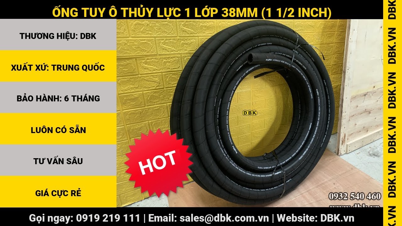 Video Ống tuy ô thủy lực 1 lớp 38mm (1 1/2 inch) - Ống tuy ô thủy lực 1 lớp 38mm (1 1/2 inch)