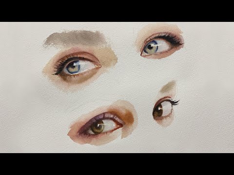 How to Paint Realistic Eye in Watercolor. Realtime beginner tutorials.