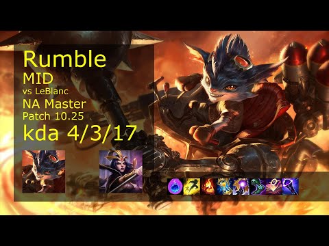 Rumble vs LeBlanc Mid - NA Master 4/3/17 Patch 10.25 Gameplay