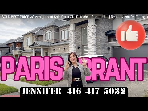 SOLD BEST PRICE AS Assignment Sale Paris ON| Detached Corner Unit | Realtor Jennifer Zhang