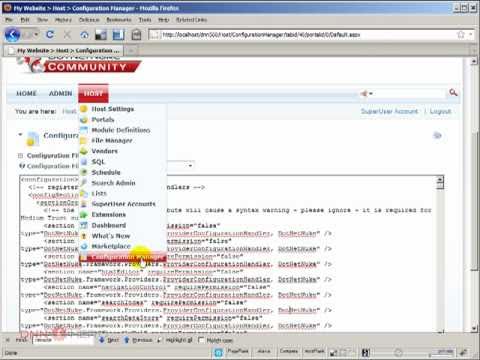 DotNetNuke Tutorial - The new Configuration Manager in DNN 5.6.0 - Video #176