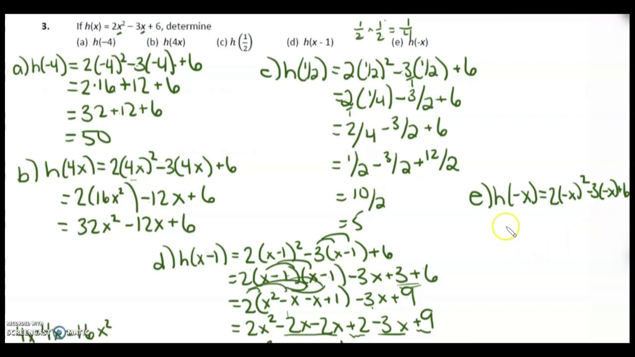 MCR3U HW 1.2 Functions and Function Notation