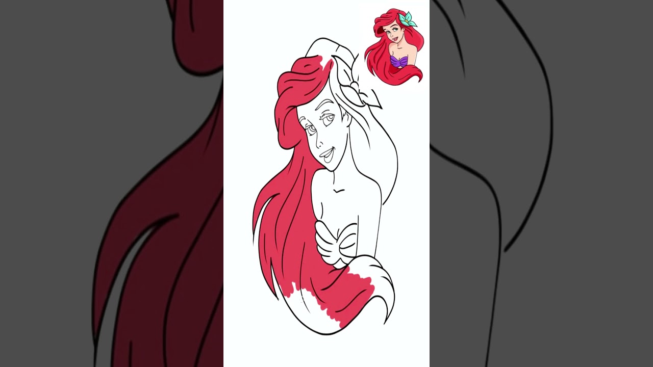 How To Draw Ariel The Little Mermaid with KidsFunLearnClub