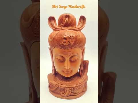 Brown wood wooden shiva and budha head