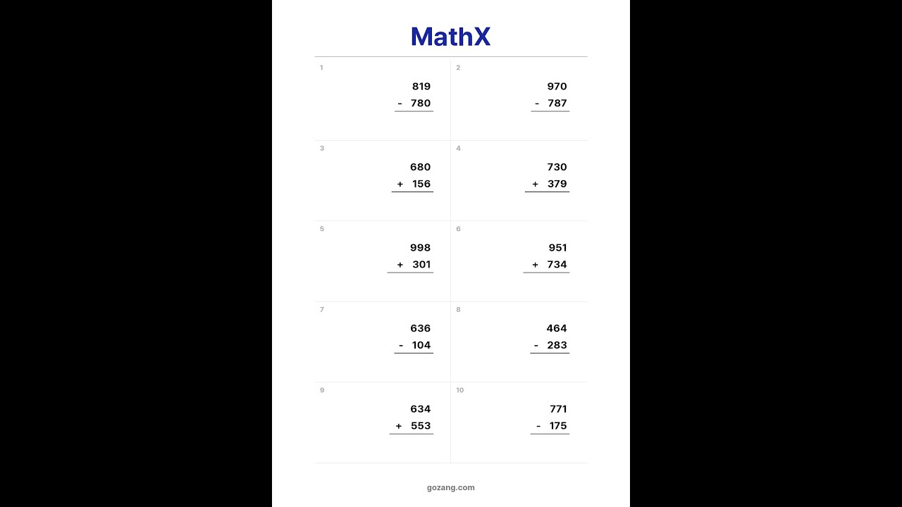 Free Advanced Math Worksheet #5 | Addition & Subtraction Practice