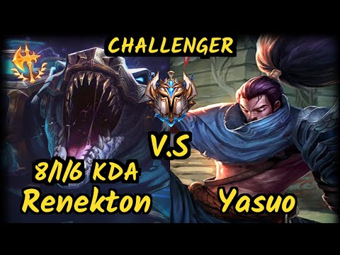 TF Blade (RENEKTON) vs YASUO - 8/1/6 KDA TOP CHALLENGER GAMEPLAY - NA