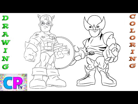 Superheroes Squad Coloring Pages/Captain America & Wolverine/No Copyright Sounds/Coloring Pages Tv