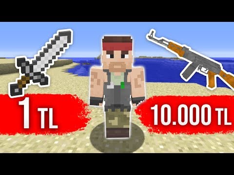 1 TL SİLAH VS 10.000 TL SİLAH - Minecraft