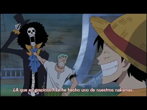 Luffy le dice a Zoro que Brook es el nuevo nakama