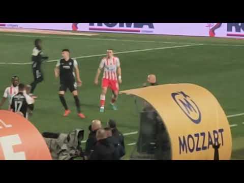 Crvena Zvezda - Partizan 1:0 kraj utakmice (atmosfera sa tribina i tuča fudbalera )