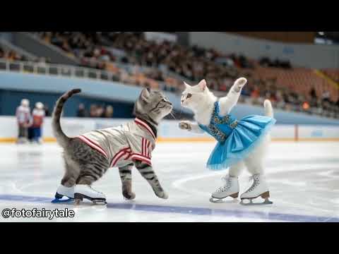 Kattenkaarten: Paar Katten Kunstrijden Kunstrijden Kattenliefhebbers