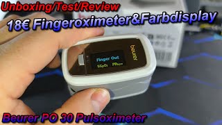 Beurer PO 30 Pulsoximeter - Messung Sauerstoffsättigung&Herzfrequenz - Fingeroximeter&Farbdisplay