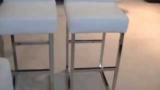 Tabouret de bar design en cuir blanc DiamondDining