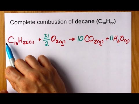 Complete Combustion of Decane (C10H22) Balanced Equation