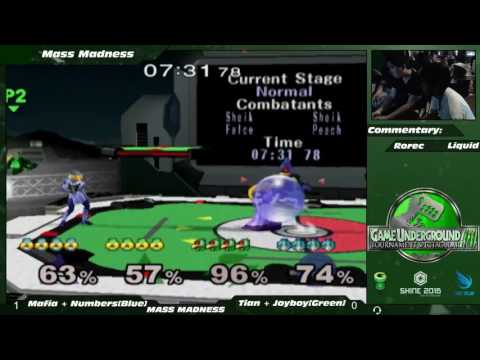 Mass Madness 10 SSBM - Numbers/Mafia (Blue) vs. Tian/JoyBoy (Green) - Melee Doubles WQF