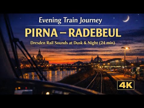 EVENING TRAIN CAB VIEW 4K | Sunset to Night | Pirna → Dresden → Radebeul