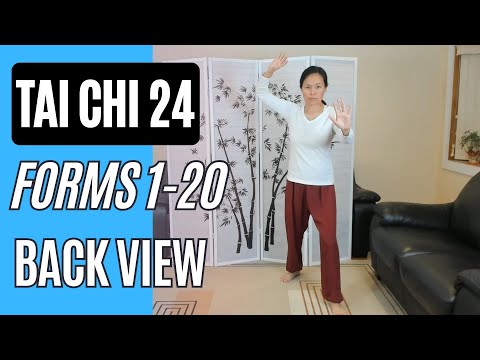 Tai Chi 24, Forms 1-20 Back View Up to Fan the Back with Verbal Cues