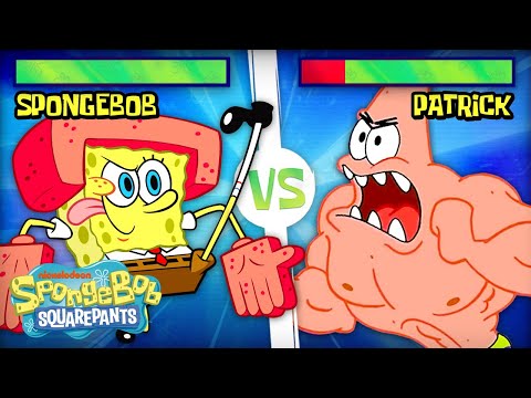 SpongeBob Fight Scenes with HEALTHBARS 💥 | 60+ Minute Compilation | @SpongeBobOfficial