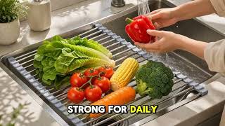 Stainless Steel Folding Drain Rack - Expandable Sink Organizer for Dishes, Fruits and Vegetables