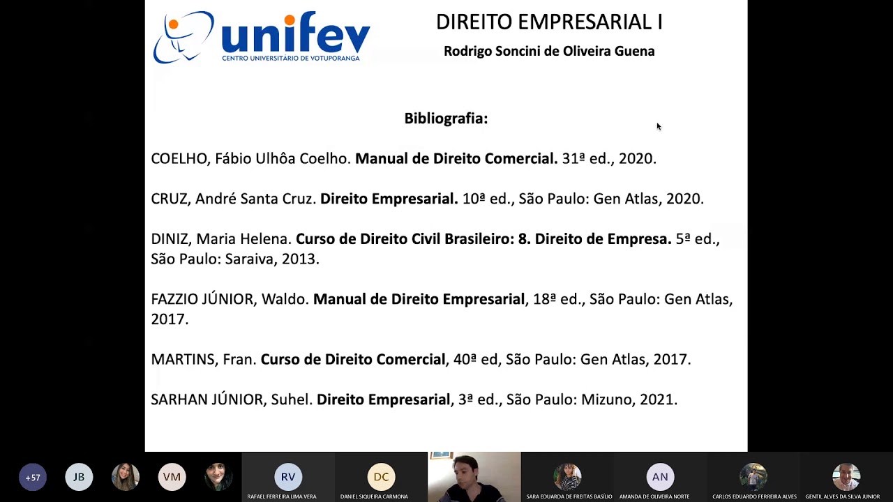 UNIFEV - Direito Empresarial I - Aula de 01 03 2021 - Parte única