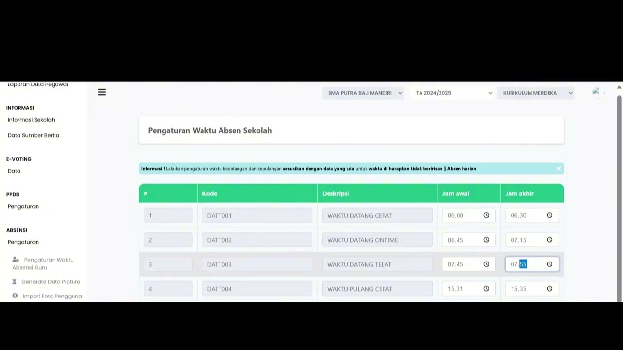 Pengaturan absensi guru