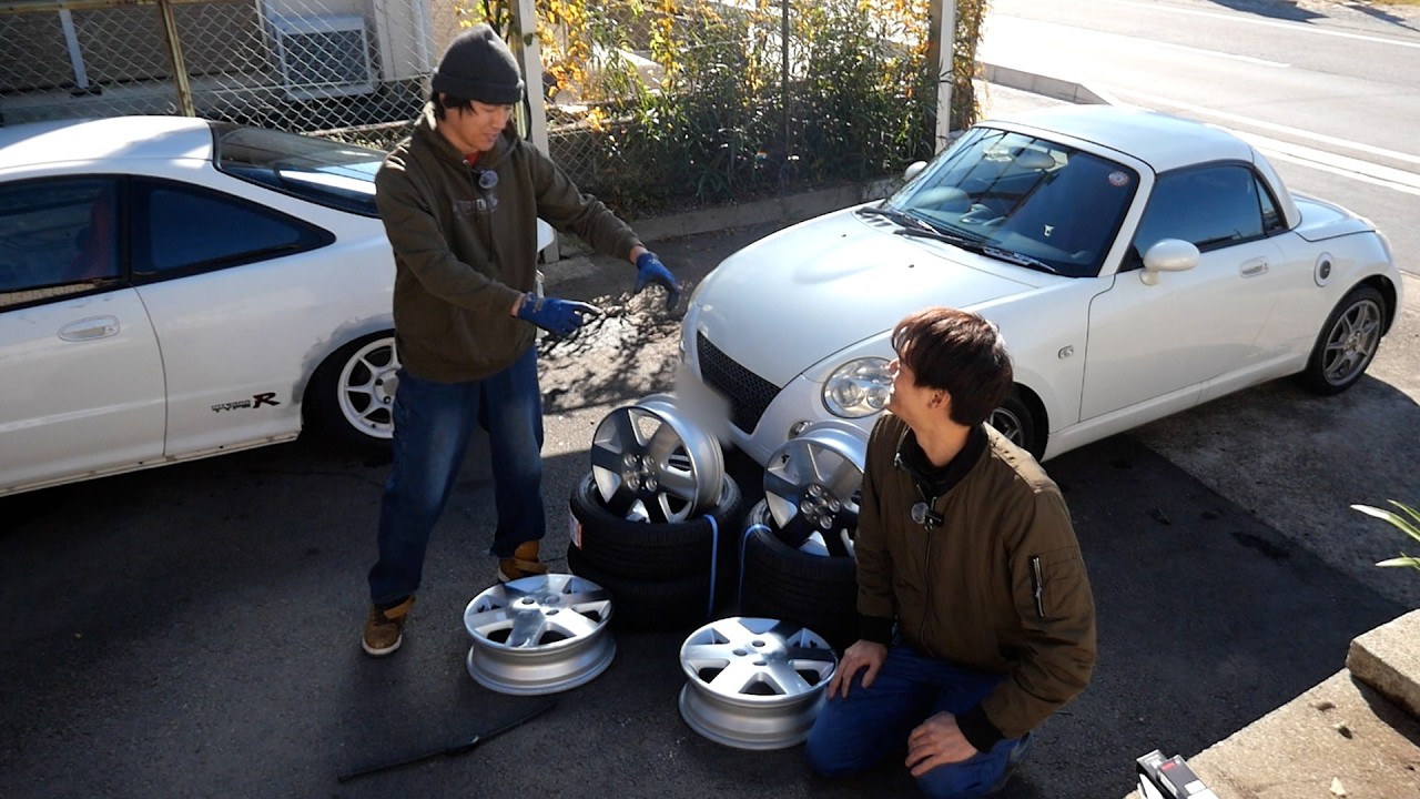 桜井君のコペン、純正ホイールに交換！そして初めてチェンジャー使ってみる