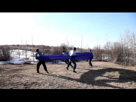 Human slingshot game