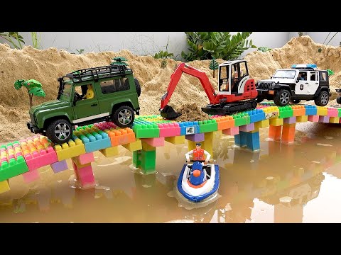 Construction vehicle rescue police car toys collection video