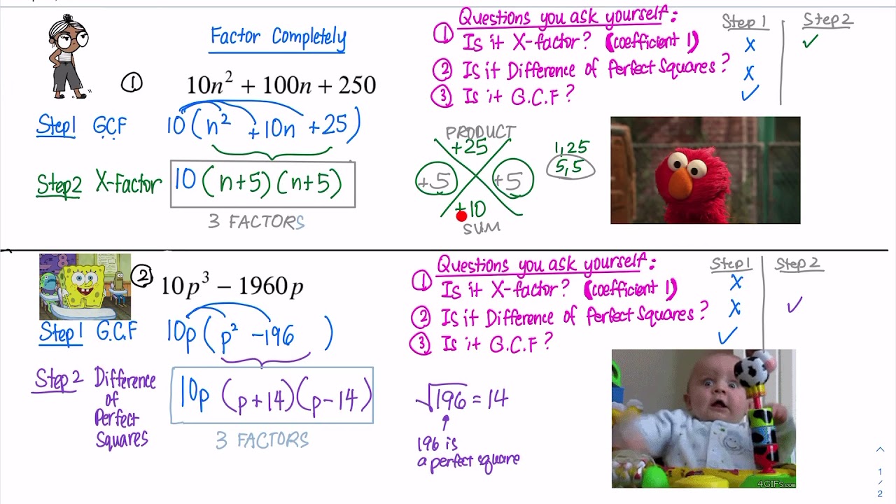 Factor completely (2 examples)