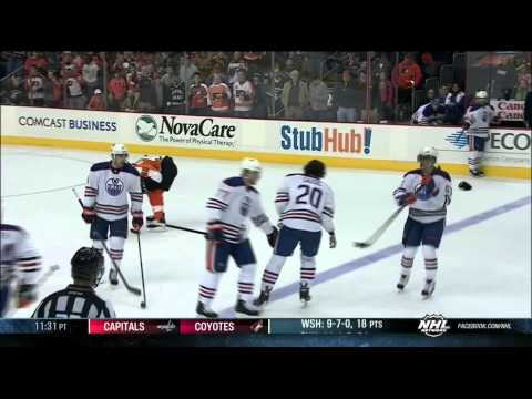Jay Rosehill vs Luke Gazdic fight Edmonton Oilers vs Philadelphia Flyers 11/9/13 NHL Hockey.