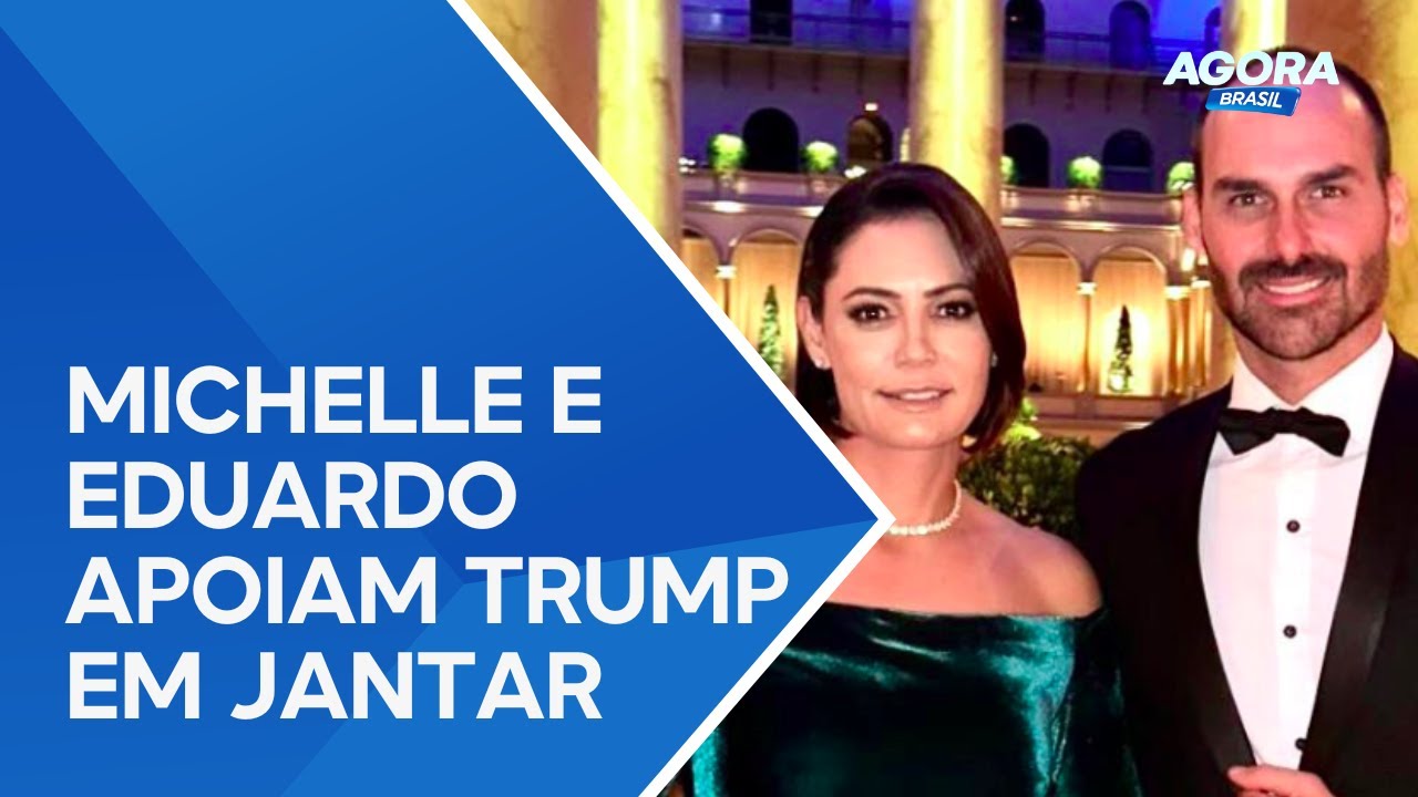 Michelle e Eduardo Bolsonaro participam de jantar em apoio a Donald Trump em Washington
