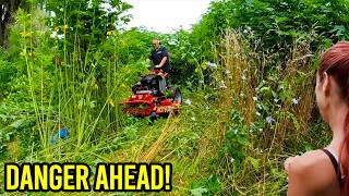 20FT Overgrown Yard! NOBODY Would Mow for Single Mom, NOW I KNOW WHY!