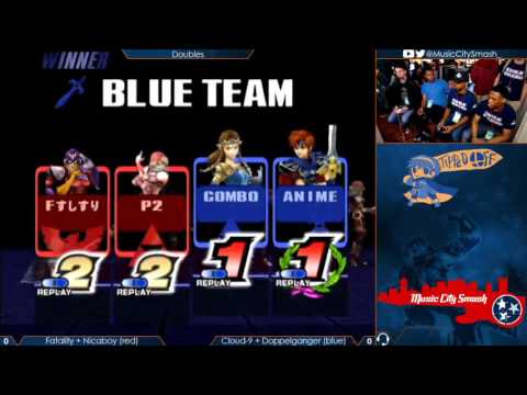 TO11 - Doppelganger + CV | Cloud 9 (blue) vs Fatality + Nicaboy (red) - Project M Doubles