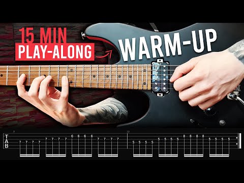 BEST 15-Min Play-Along Guitar WARM-UP (Picking Exercises, Finger Training, String Skipping, Rhythm)