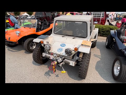 Military style VW Bug at car show. Hundreds of VW’s in this giant car show