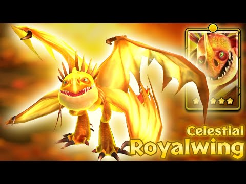 Celestial Royalwing - 5-Star Premium Hybrid Yellow Deathly Galeslash | Dragons: Titan Uprising
