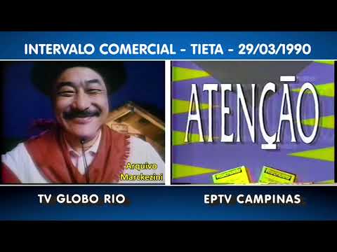 Intervalos comerciais Tieta - Globo Rio e EPTV Campinas (29/03/1990)