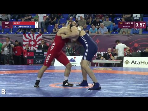 1/4 GR - 75 kg: Z. DATUNASHVILI (GEO) df. E. KUS (TUR), 3-1