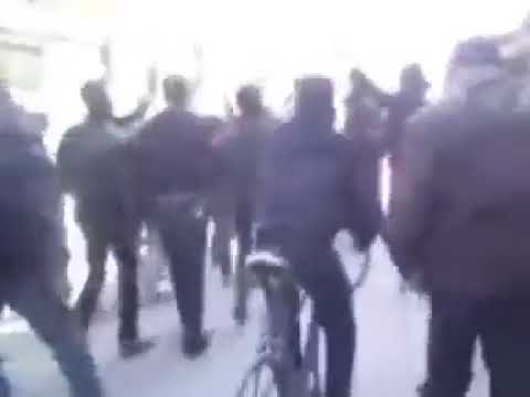 Footage of the first ever protest of the syrian revolution in the Al-Hamidiyah market, Dumascus.