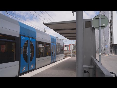 Sweden, Stockholm, tram ride from Sickla udde to Karlsbodavägen