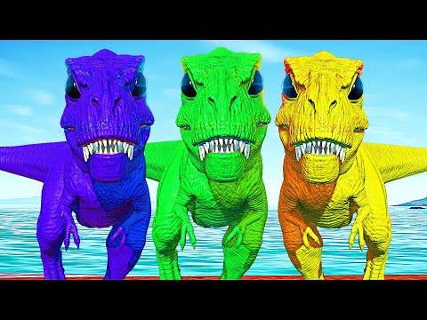 Captain T-REX Vs Captain america I-REX,Tyrannosaurus Rex Jurassic World Evolution Dinosaurs Fight