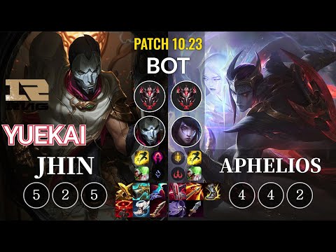 RNG yuekai Jhin vs Aphelios Bot - KR Patch 10.23