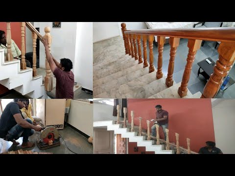 लकड़ी की रेलिंग कैसे बनाएं // How to build wooden railing for stair // simple stair wooden railing