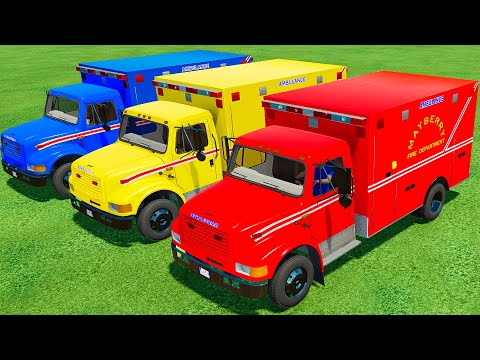 TRANSPORTING FORD FIRE DEPARTMENT, DACIA POLICE WITH MAN TRUCKS! Farming Simulator 22